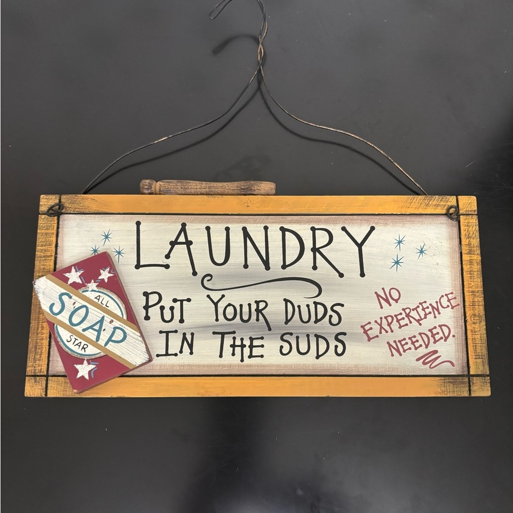 Wooden & Wire Laundry Sign